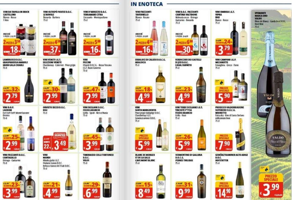 I vini in promozione al supermercato a meta luglio