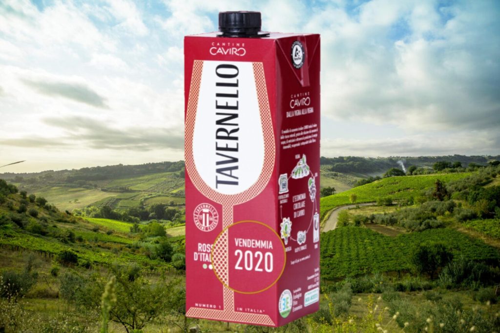 Il Tavernello millesimato Vendemmia 2020 sul brik di Caviro