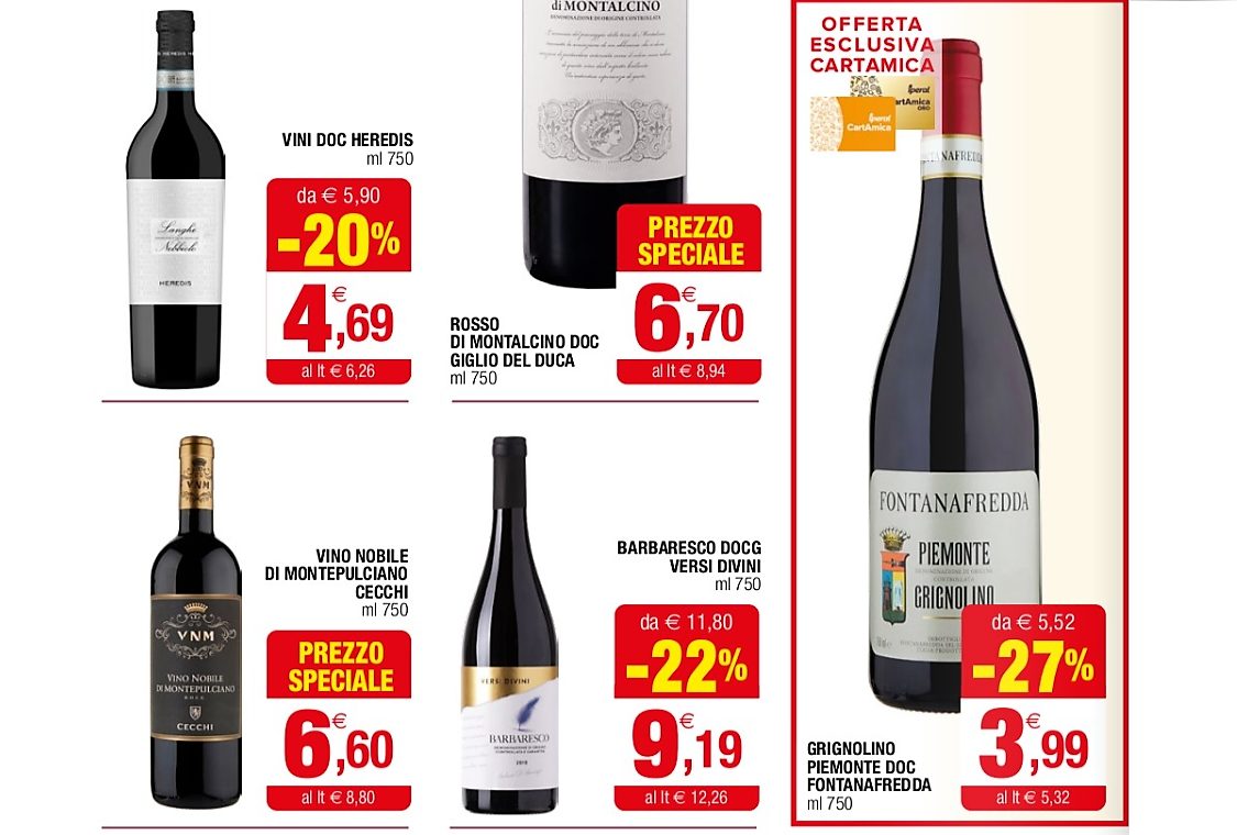 Il dolce gennaio 2022 del vino a volantino al supermercato