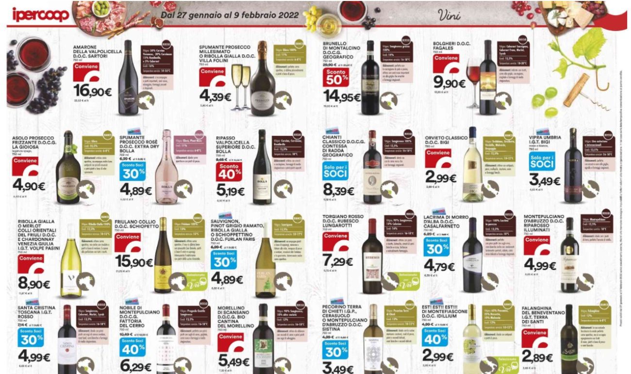Ipercoop, che volantino! Il vino in promozione a inizio febbraio si compra qui