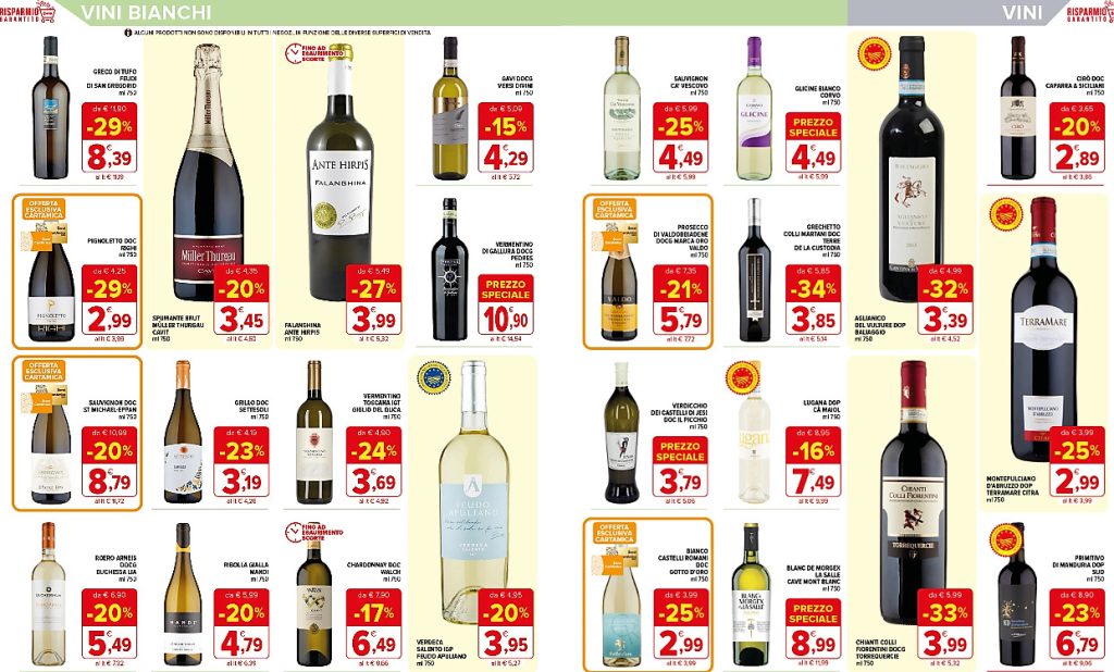 Promo al super meta luglio da comfort zone per i vini a volantino