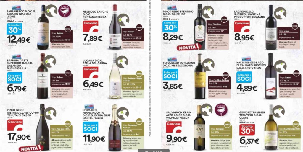Sprint Esselunga Ipercoop da sogno i vini da non perdere in promo al supermercato a fine ottobre 2023