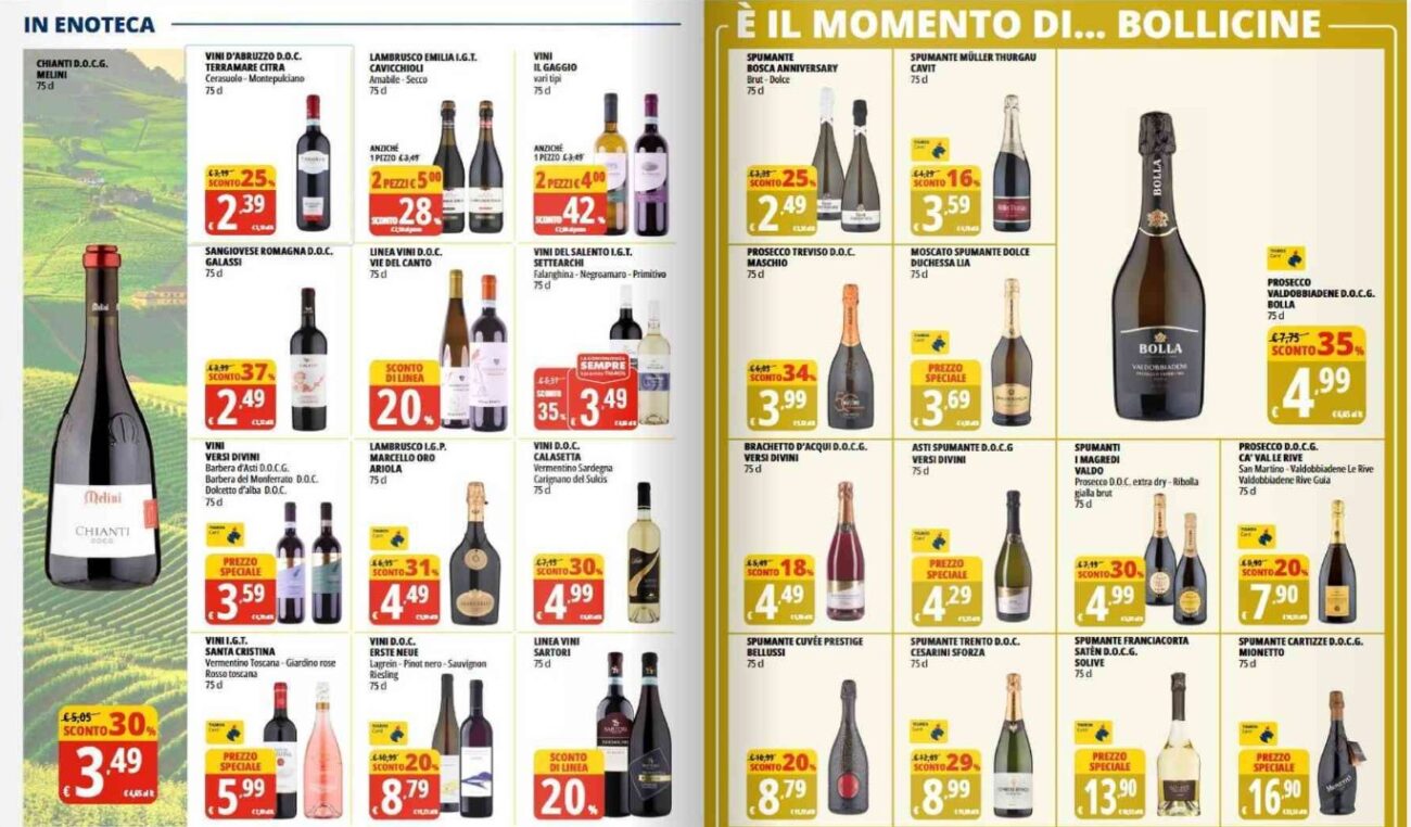 Verso Natale con il vino in promozione al supermercato fioccano i 5 cestelli della spesa nella consueta rubrica di Vinialsuper