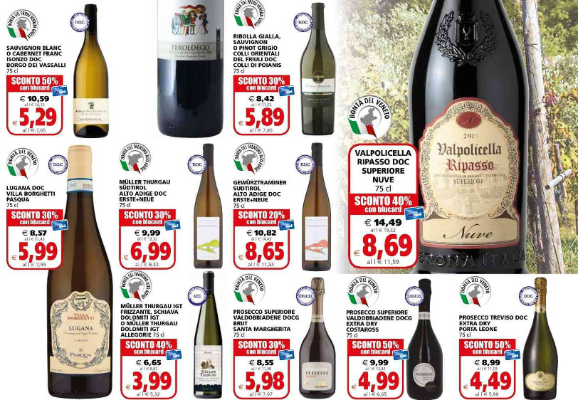 Vini al supermercato gennaio a rilento per il vino in offerta a volantino