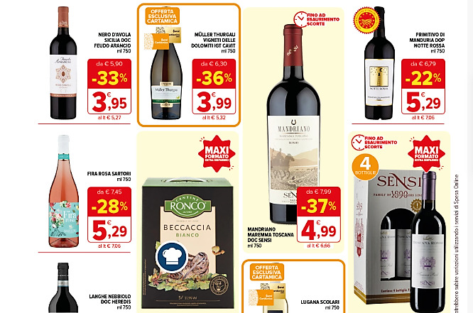 Volantini di fine agosto 2023 i vini in promozione nei supermercati italiani
