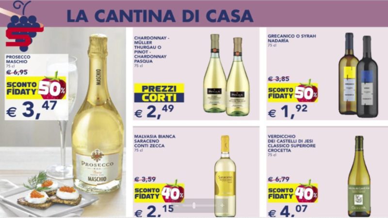 volantino vini promozione al supermercato